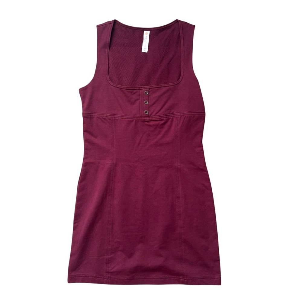 Anthropologie Daily‎ Practice Burgundy Slim Tank Mini Dress Square Neck Size XS